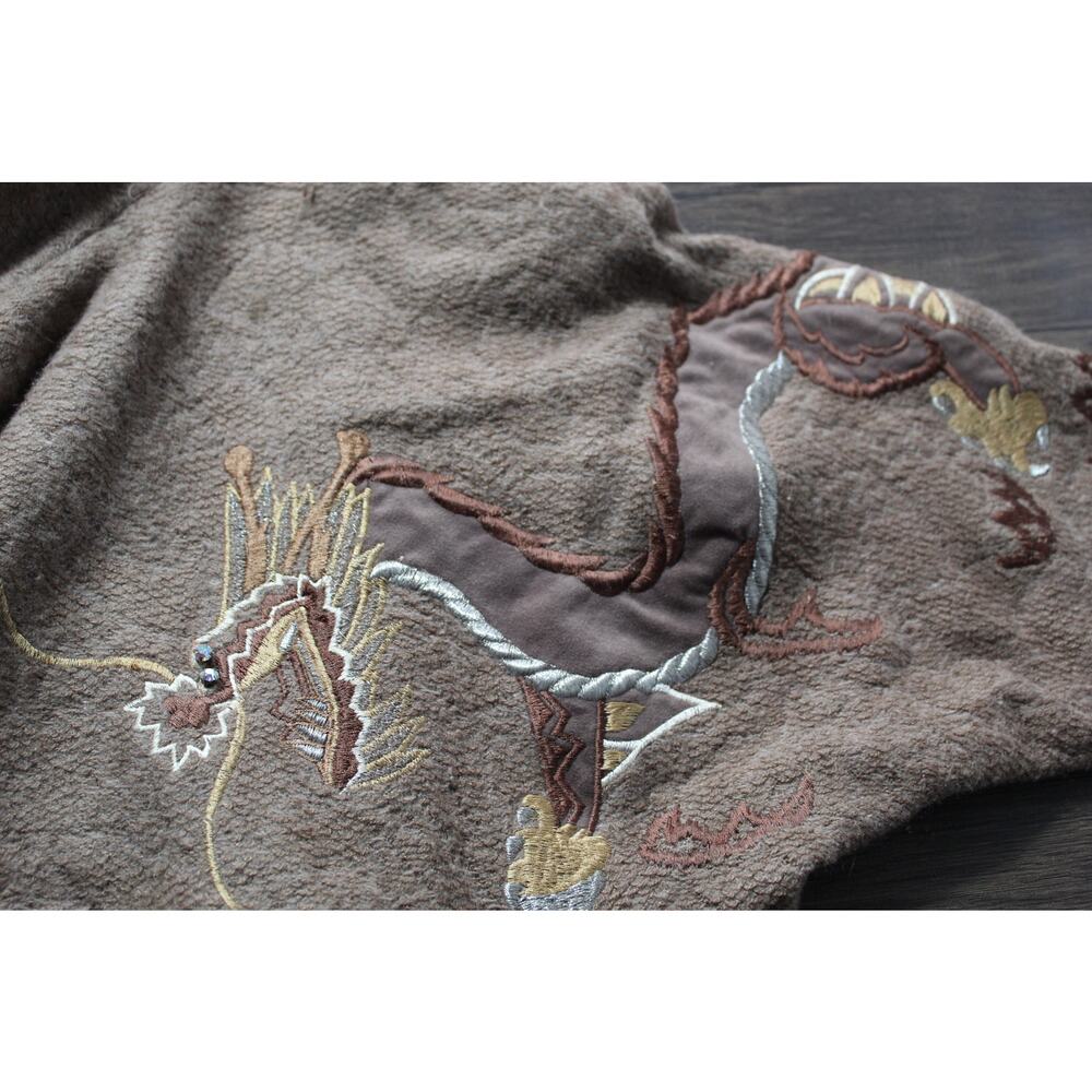 Vintage Kirin Creations Batwing Sweater Embroidered Chinese Dragon Rhinestone M - Picture 7 of 15